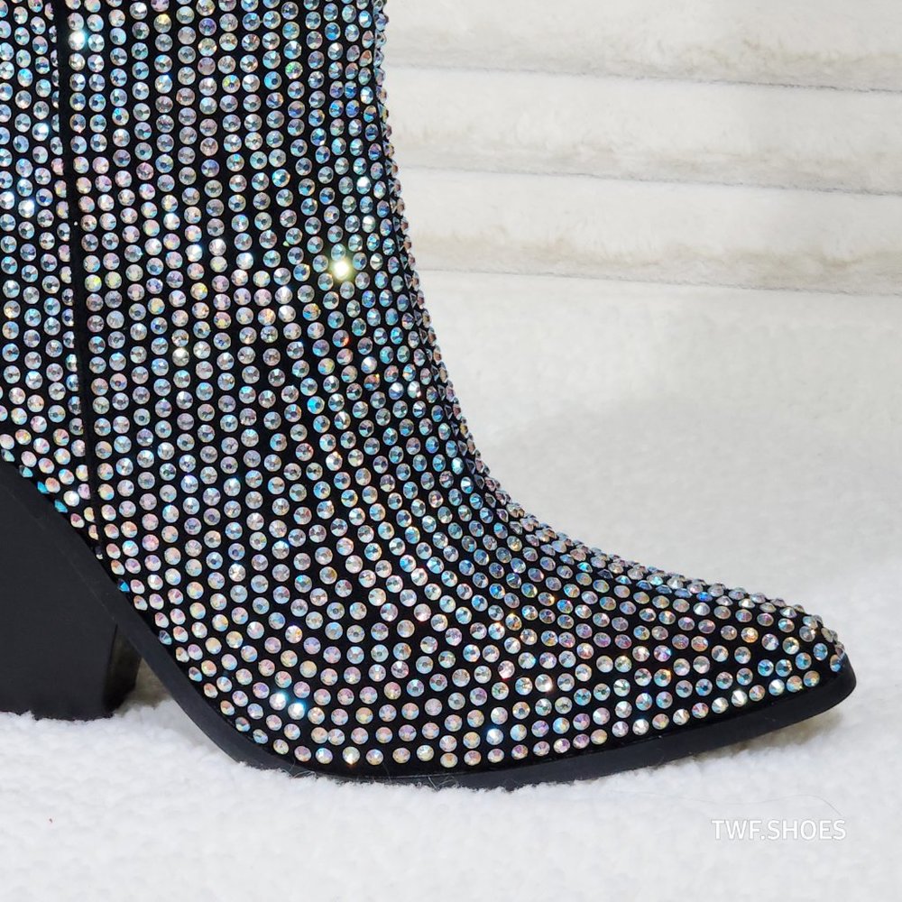 Cape Robbin Diamond Rider Rhinestone Glamour Western Slouch Draped Knee Boots - Picture 16 of 17